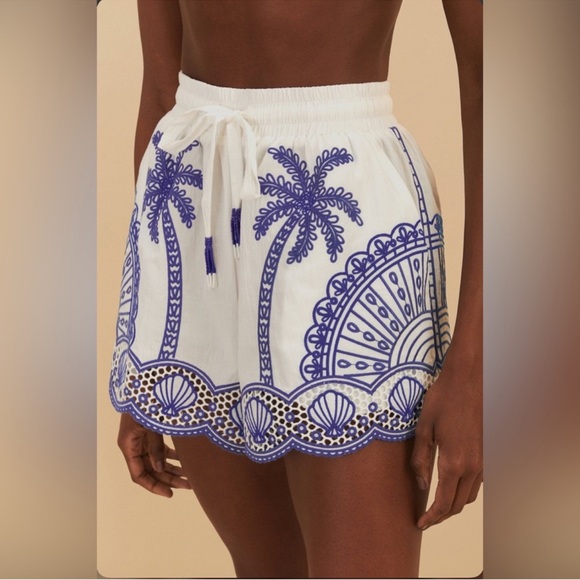 Farm Rio Blue Palm Trees Richelieu Short - Picture 2 of 9